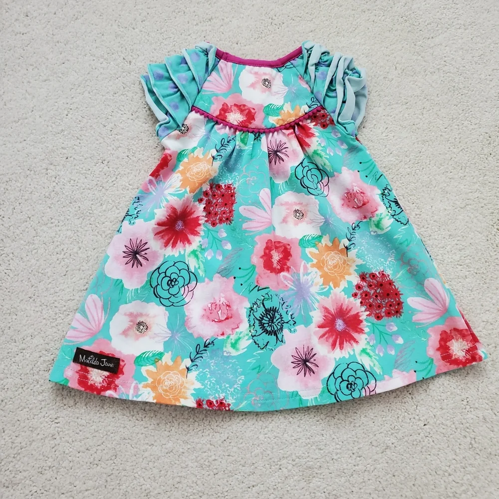 Matilda Jane Pick Up Sticks The Adventure Begins Floral Dress sz3-6m